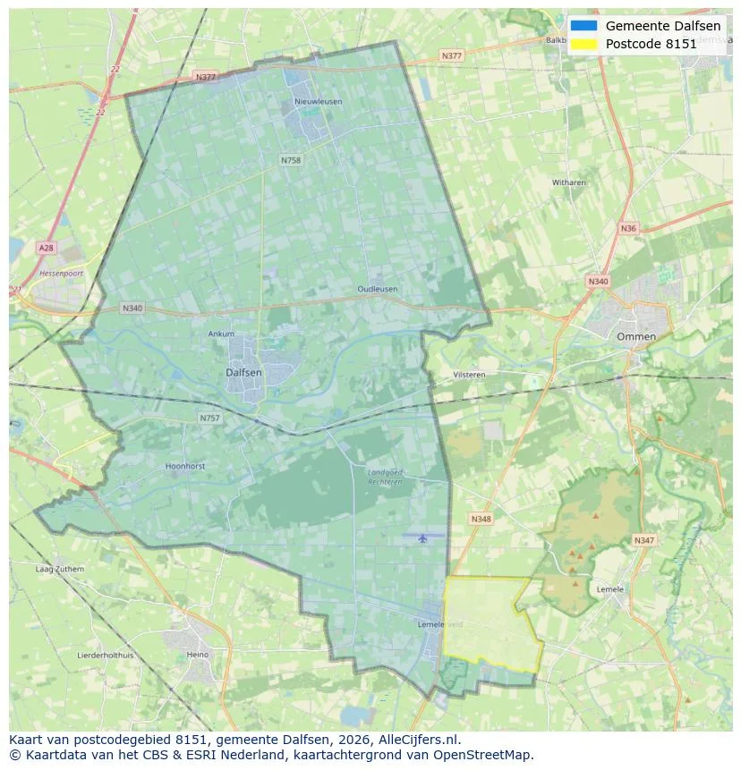 Postcode map for 8151