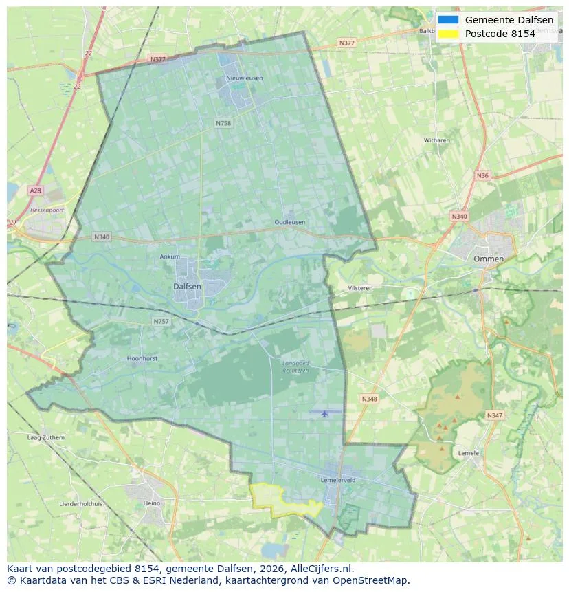 Postcodekaart voor 8154