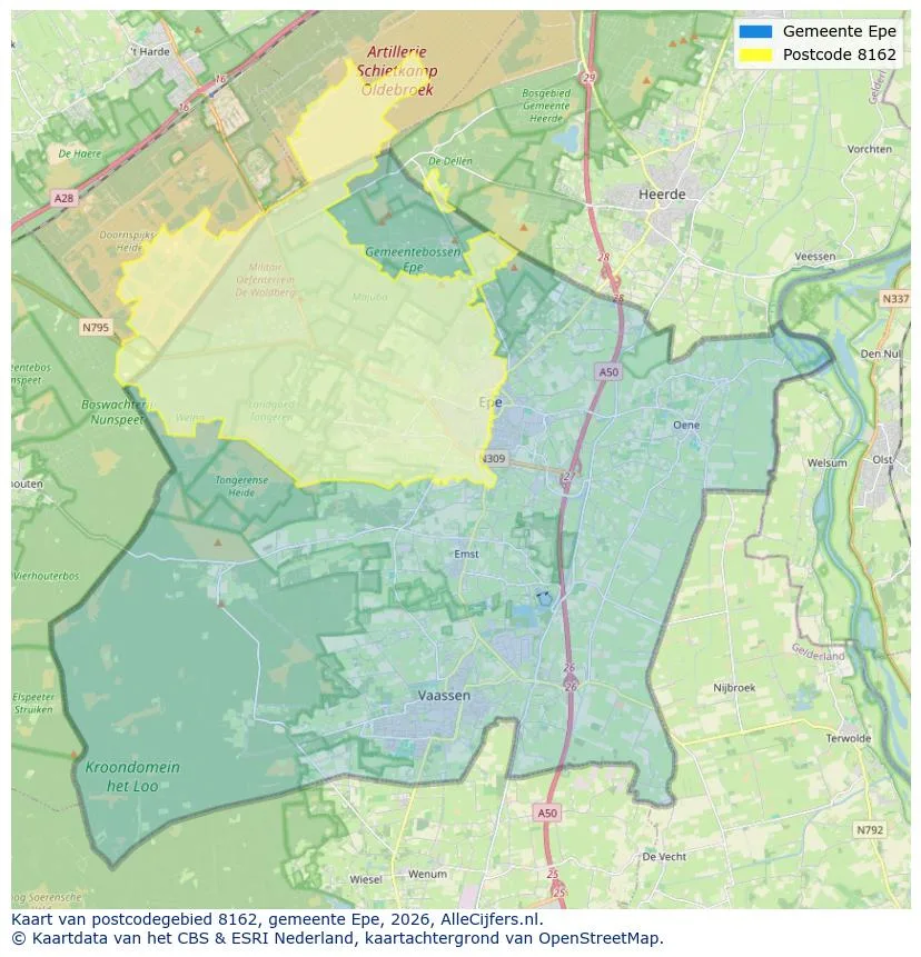 Mapa de códigos postales para 8162