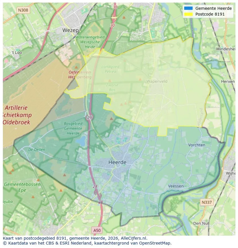 Postcodekaart voor 8191