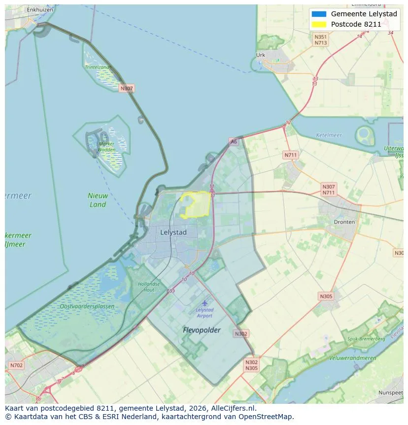 Postcodekaart voor 8211