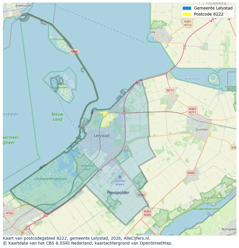 Mapa de códigos postales para 8222