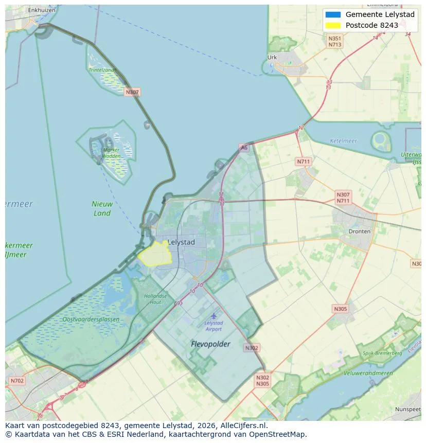 Postcodekaart voor 8243
