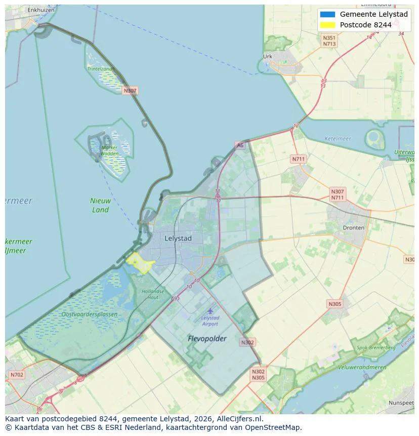 Mapa de códigos postales para 8244
