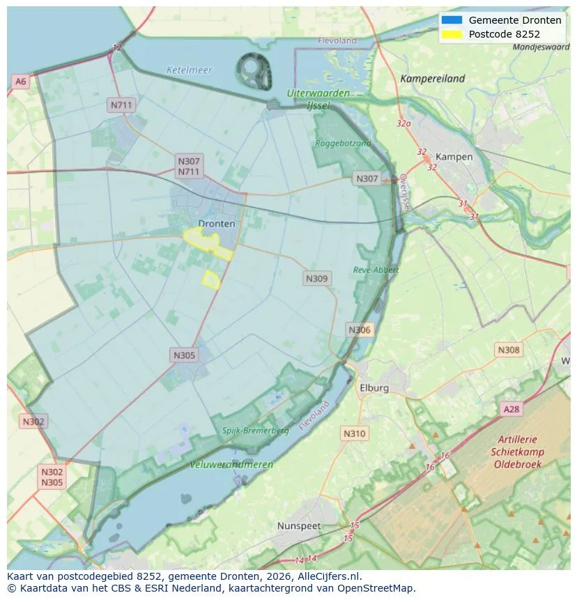Mapa de códigos postales para 8252