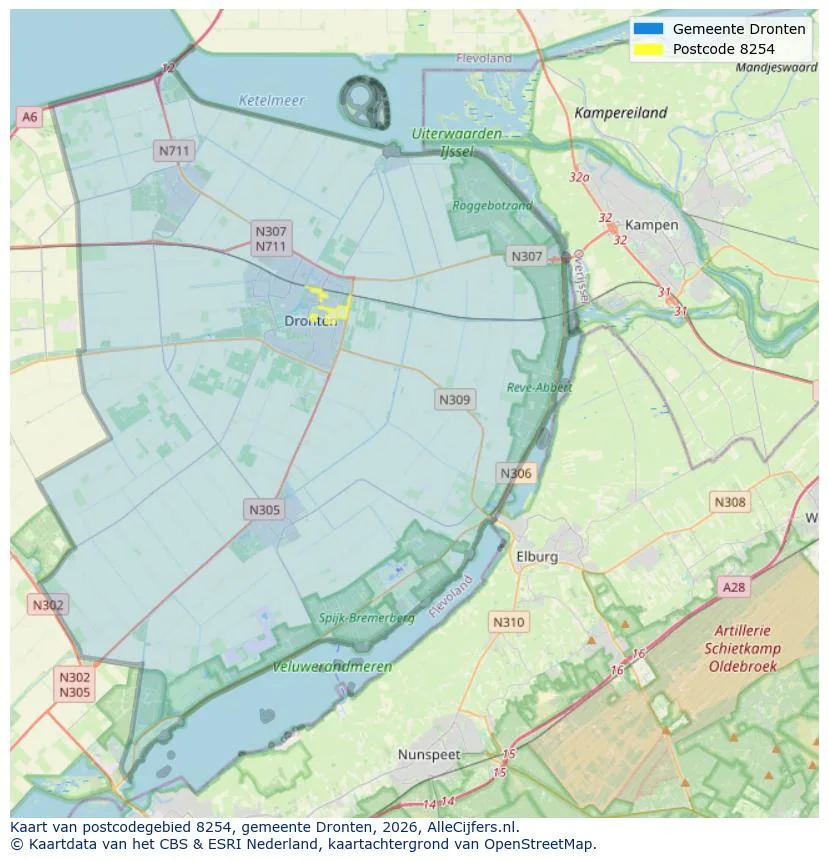 Postcodekaart voor 8254