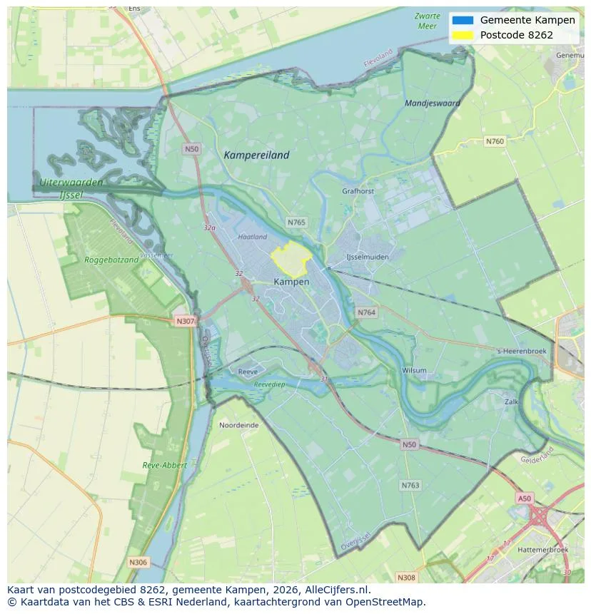 Postcodekaart voor 8262