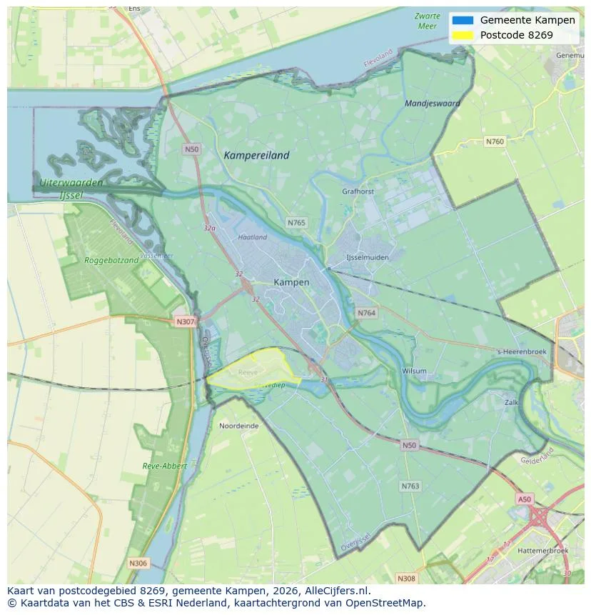 Postcodekaart voor 8269