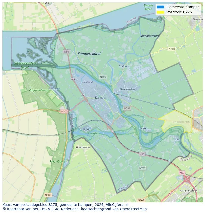 Postcodekaart voor 8275