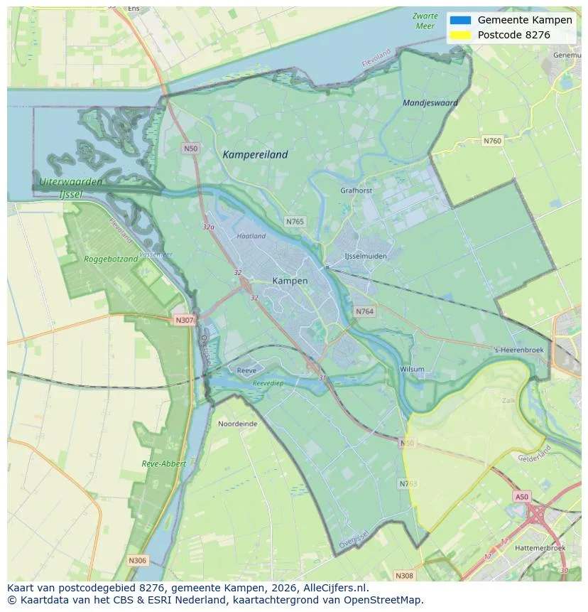 Postcodekaart voor 8276