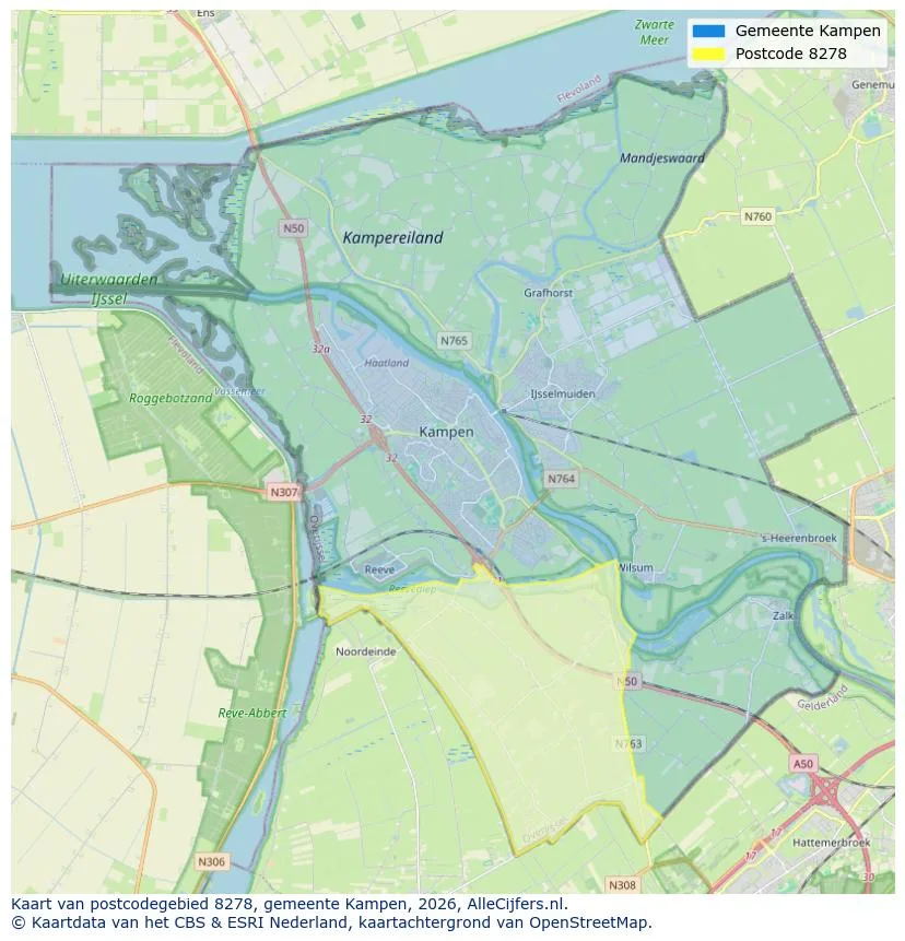 Postcodekaart voor 8278
