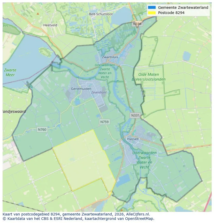 Postcodekaart voor 8294