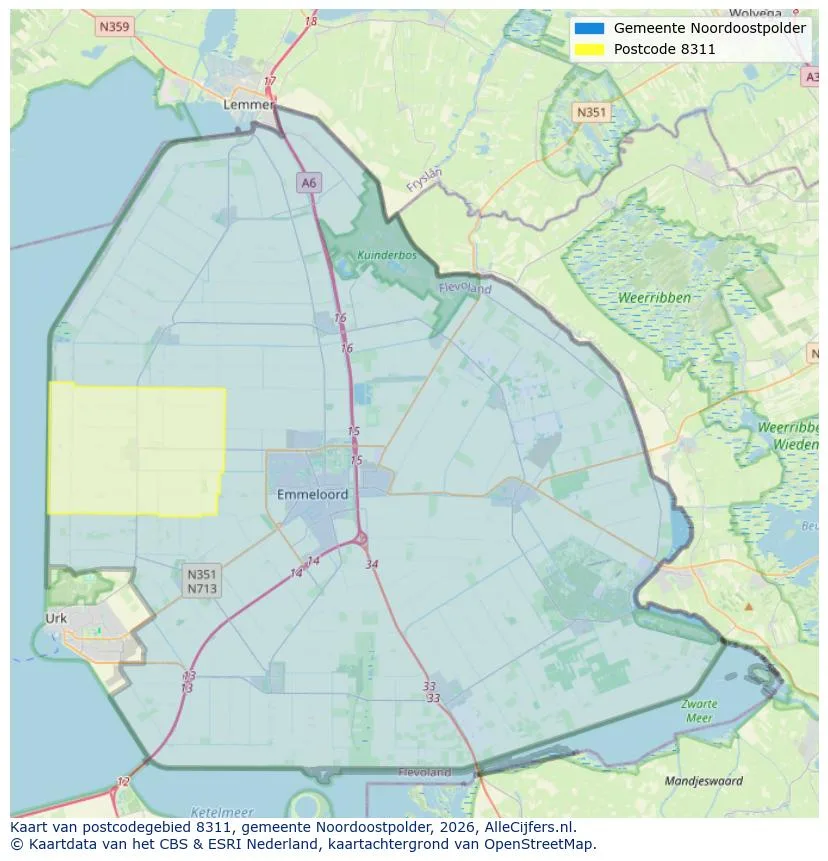 Postcode map for 8311