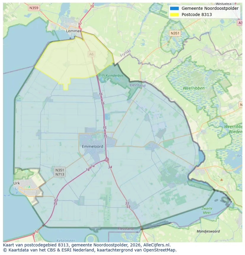 Postcodekaart voor 8313