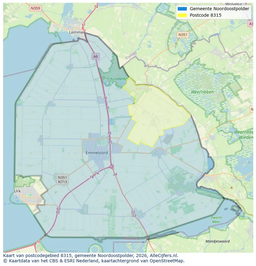 Postcodekaart voor 8315