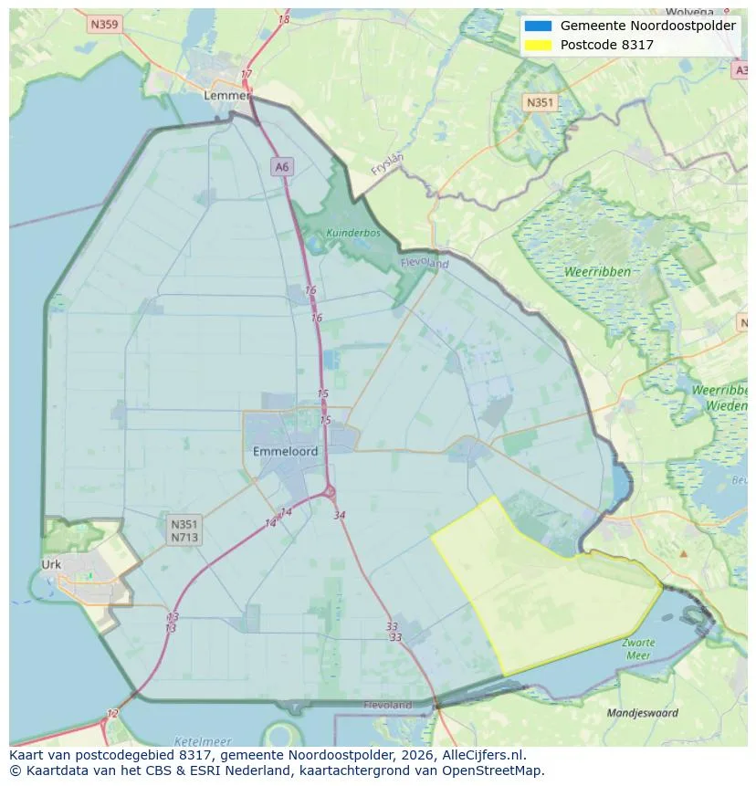 Postcodekaart voor 8317