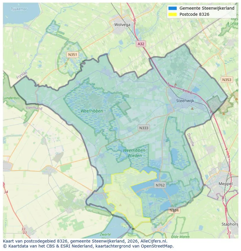Postcodekaart voor 8326