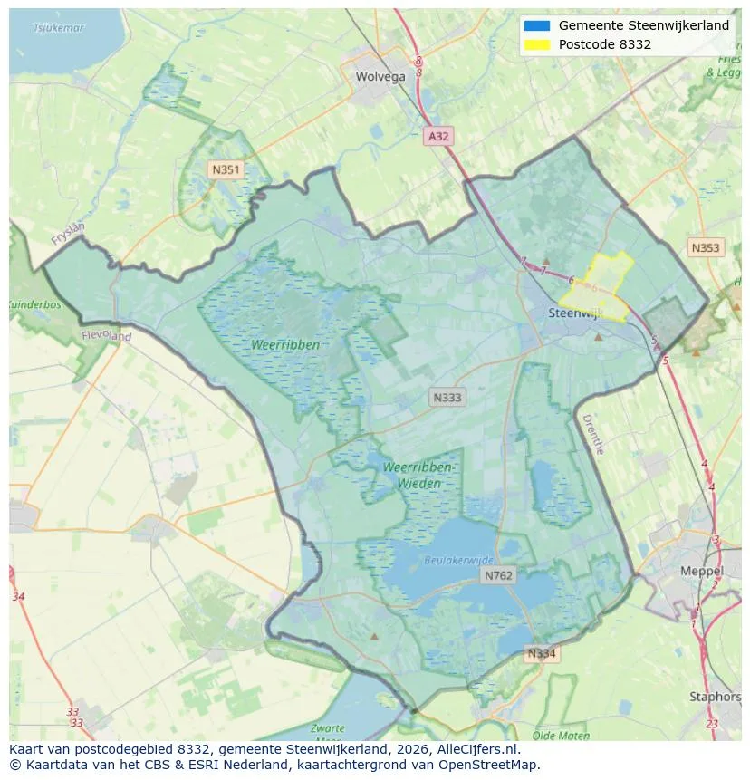 Postcodekaart voor 8332
