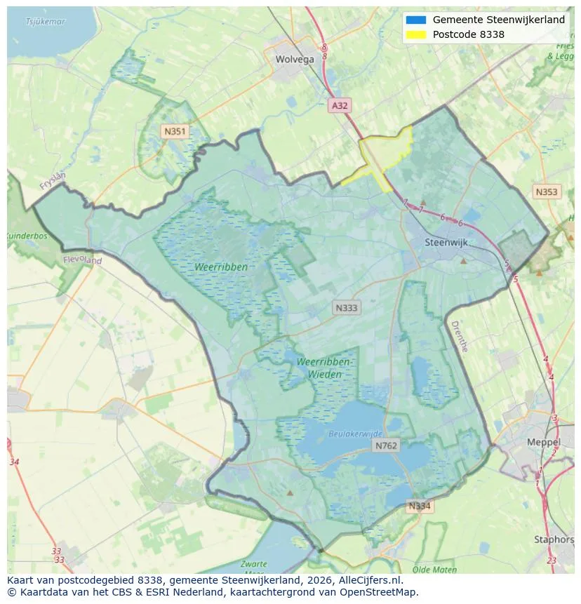 Postcodekaart voor 8338