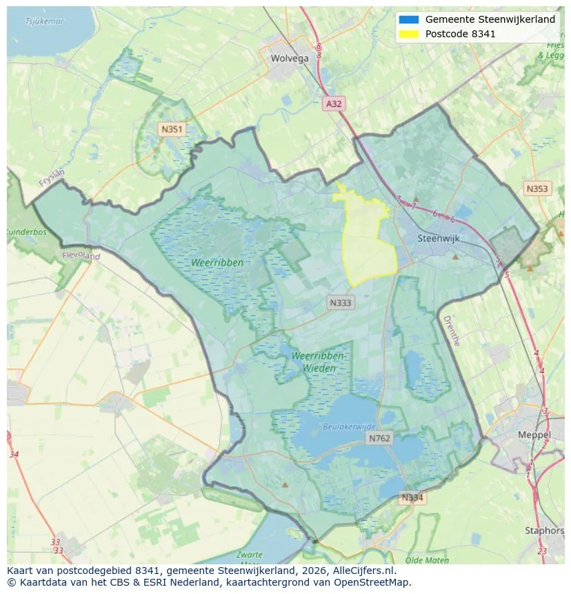 Postcodekaart voor 8341