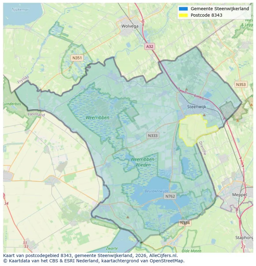 Postcodekaart voor 8343
