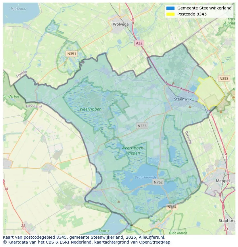 Postcodekaart voor 8345