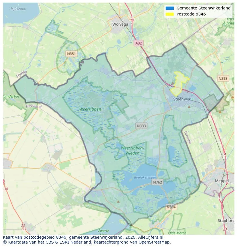 Postcodekaart voor 8346