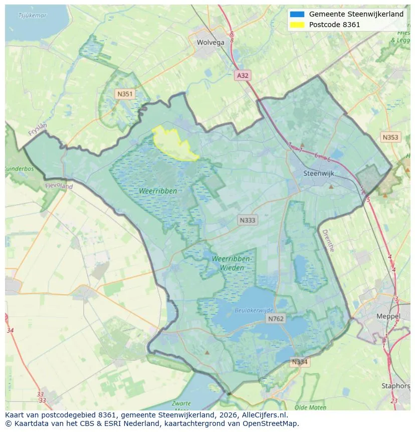 Postcodekaart voor 8361