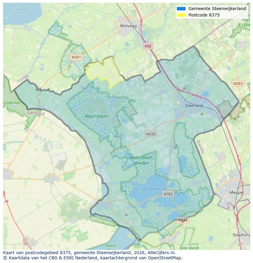 Postcodekaart voor 8375