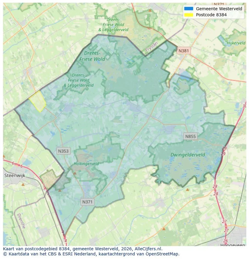 Postcodekaart voor 8384