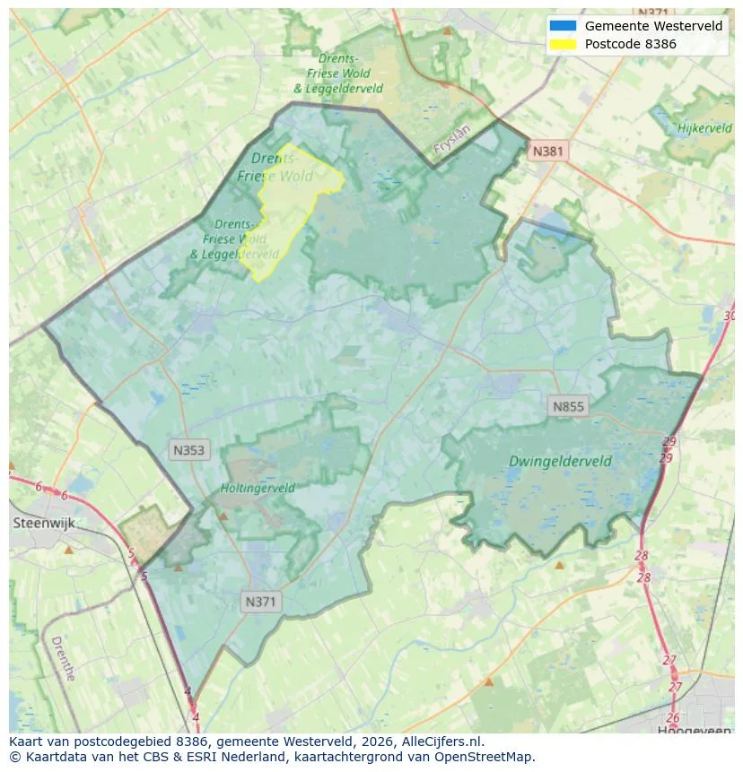 Postcodekaart voor 8386