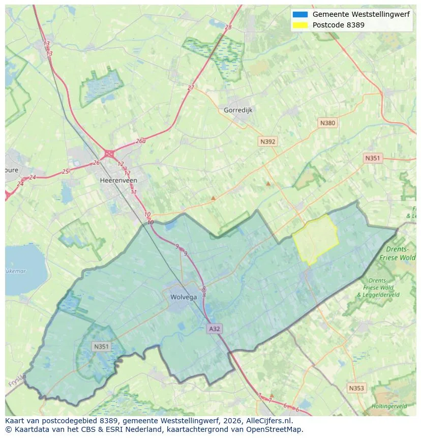 Postcodekaart voor 8389