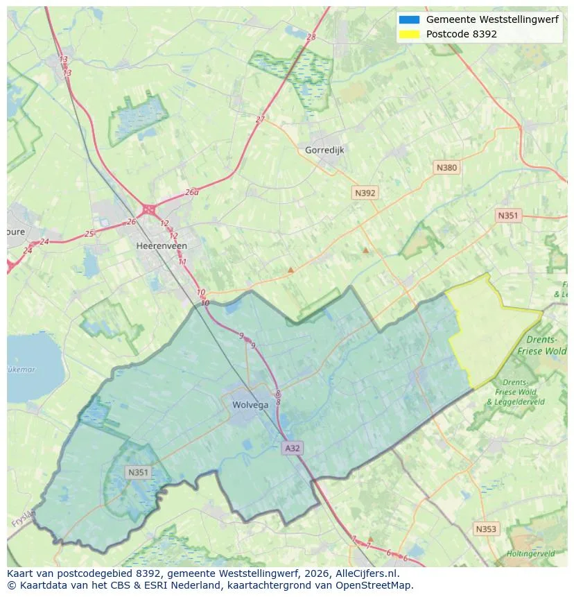 Postcodekaart voor 8392