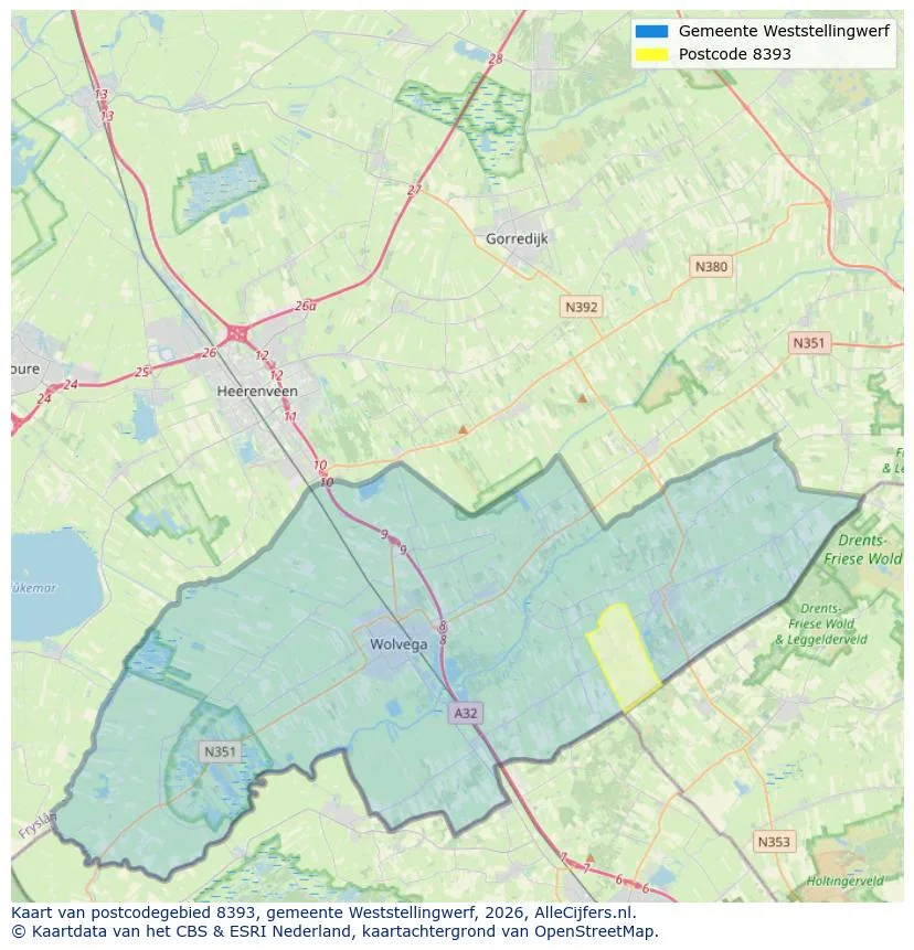 Postcodekaart voor 8393
