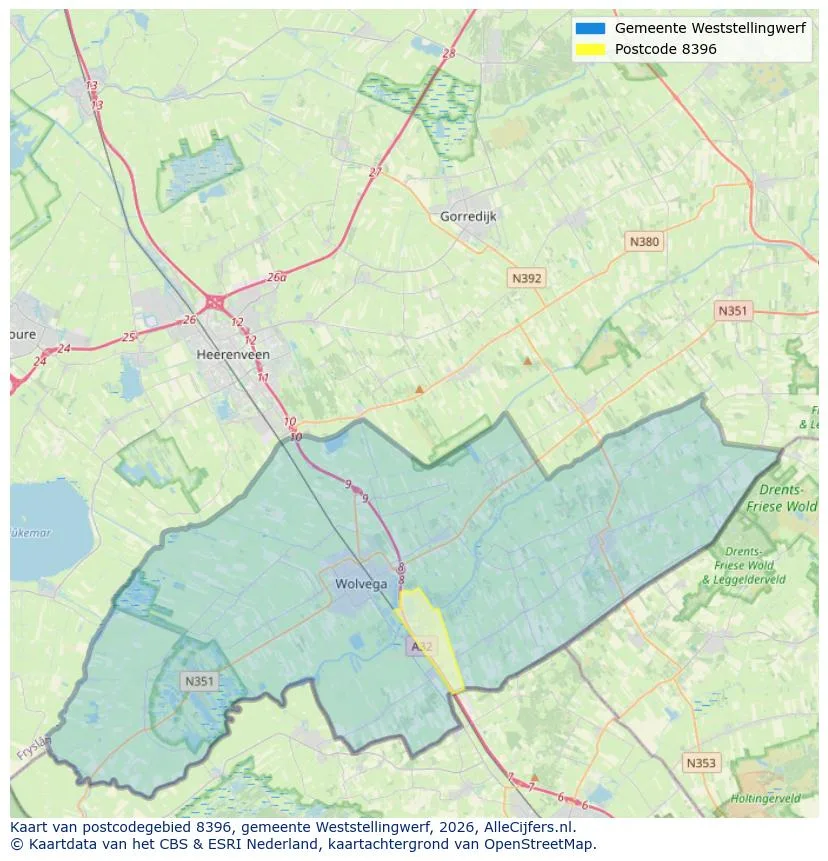 Mapa de códigos postales para 8396