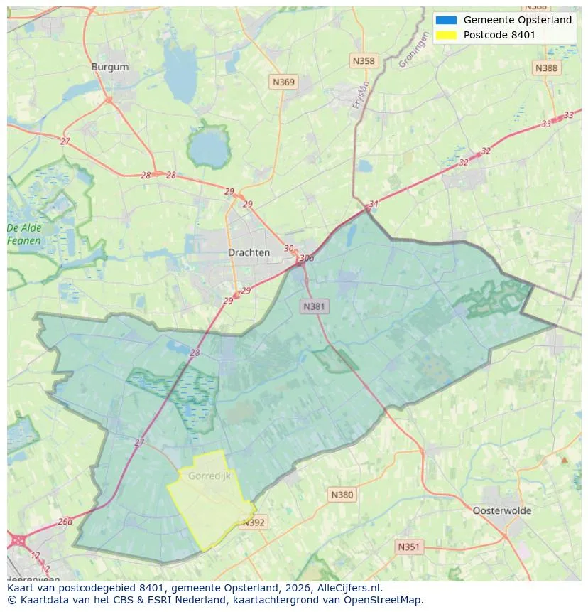 Postcodekaart voor 8401