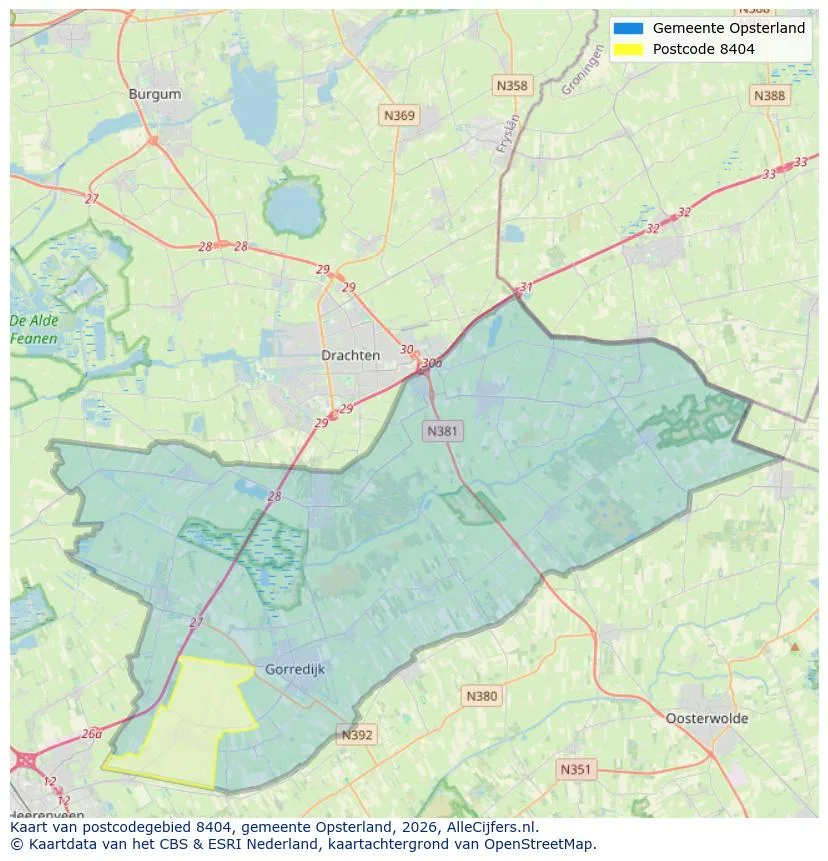 Postcodekaart voor 8404