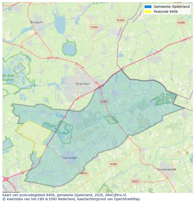 Postcodekaart voor 8406