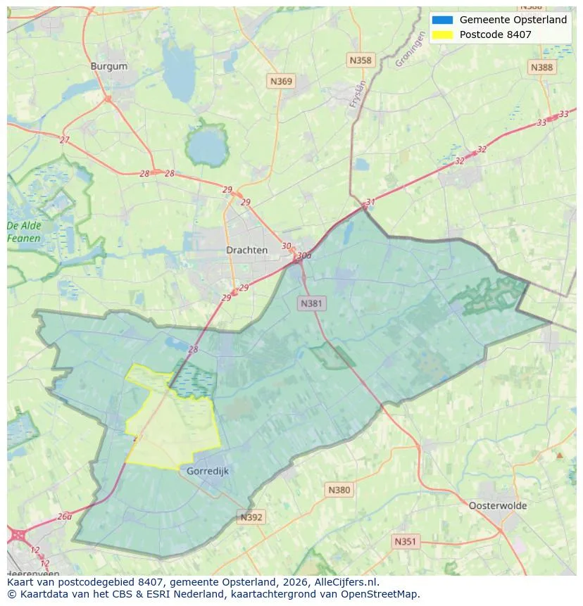 Postcode map for 8407