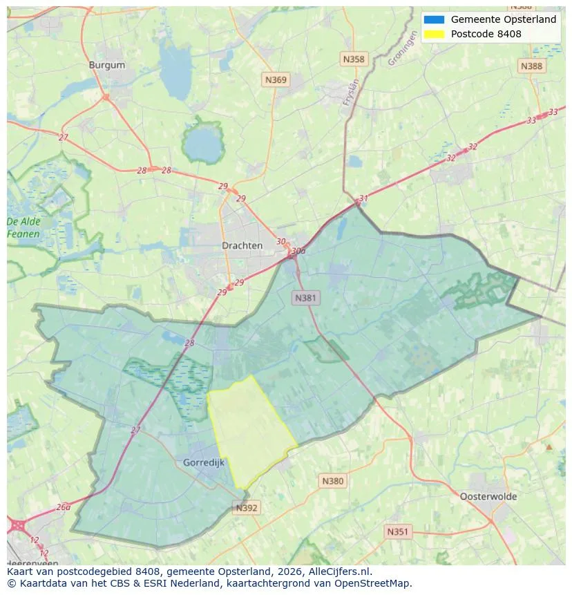 Postcodekaart voor 8408