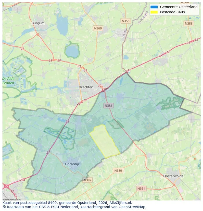 Mapa de códigos postales para 8409