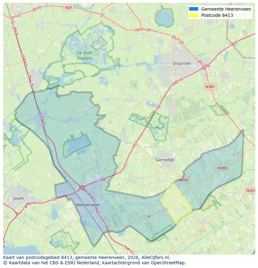 Mapa de códigos postales para 8413