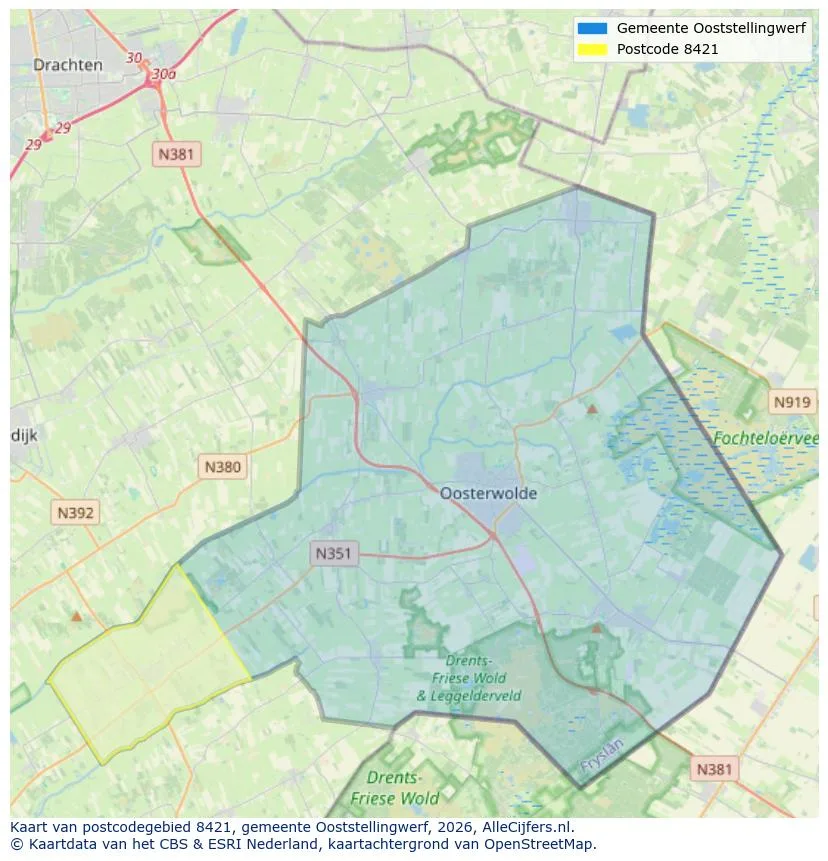 Postcode map for 8421