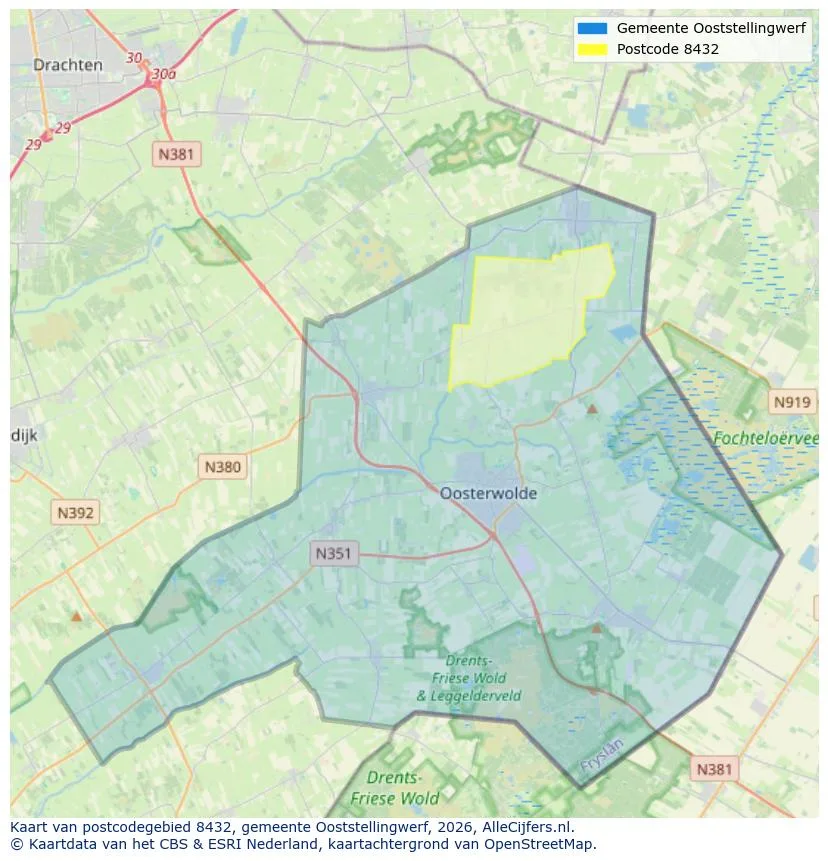 Postcodekaart voor 8432