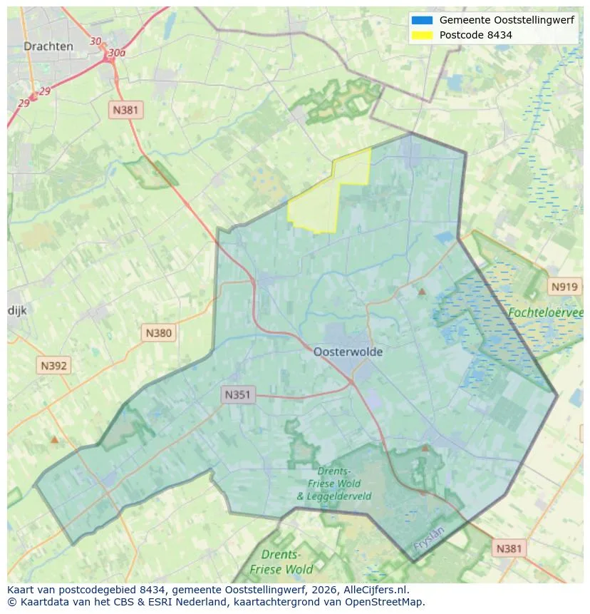 Postcodekaart voor 8434