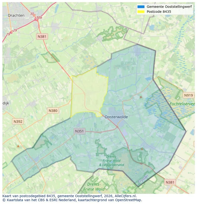 Postcodekaart voor 8435