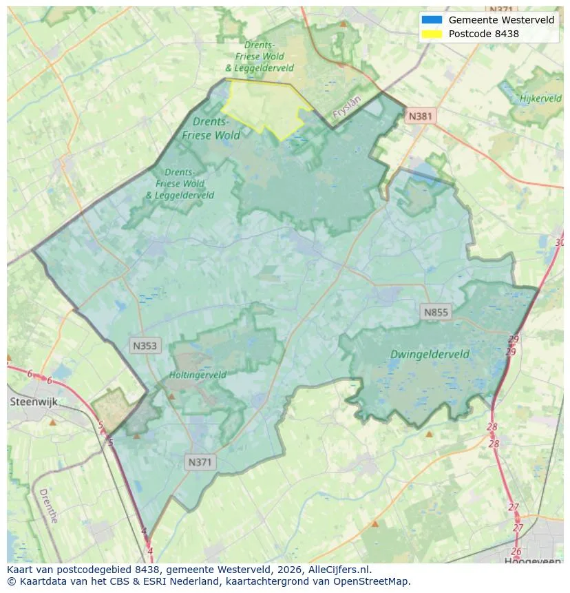 Mapa de códigos postales para 8438