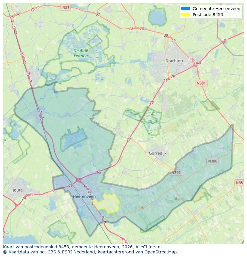 Postcodekaart voor 8453