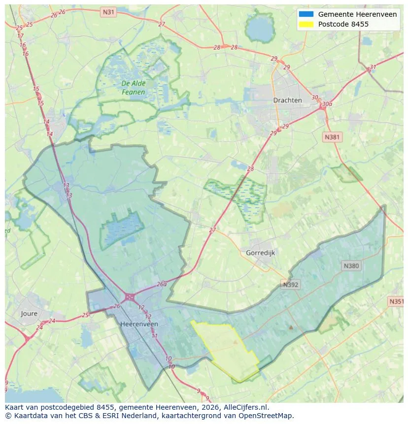 Postcodekaart voor 8455