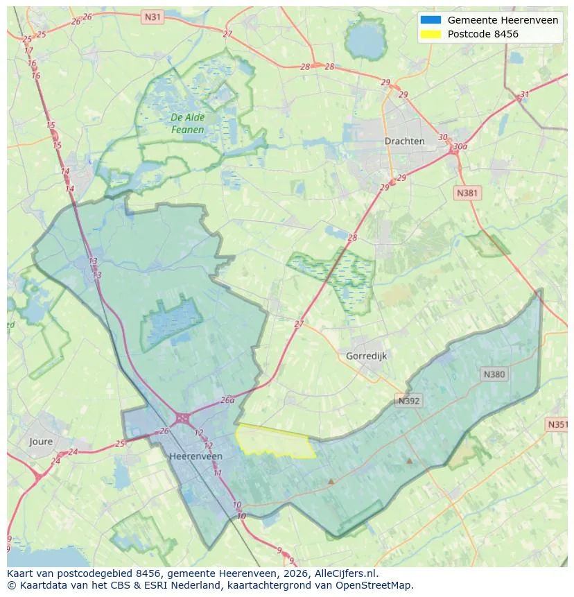 Mapa de códigos postales para 8456
